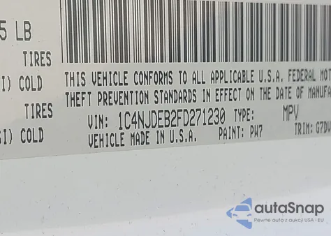 2015 Jeep Compass Latitude from USA, damaged, VIN 1C4NJDEB2FD271230